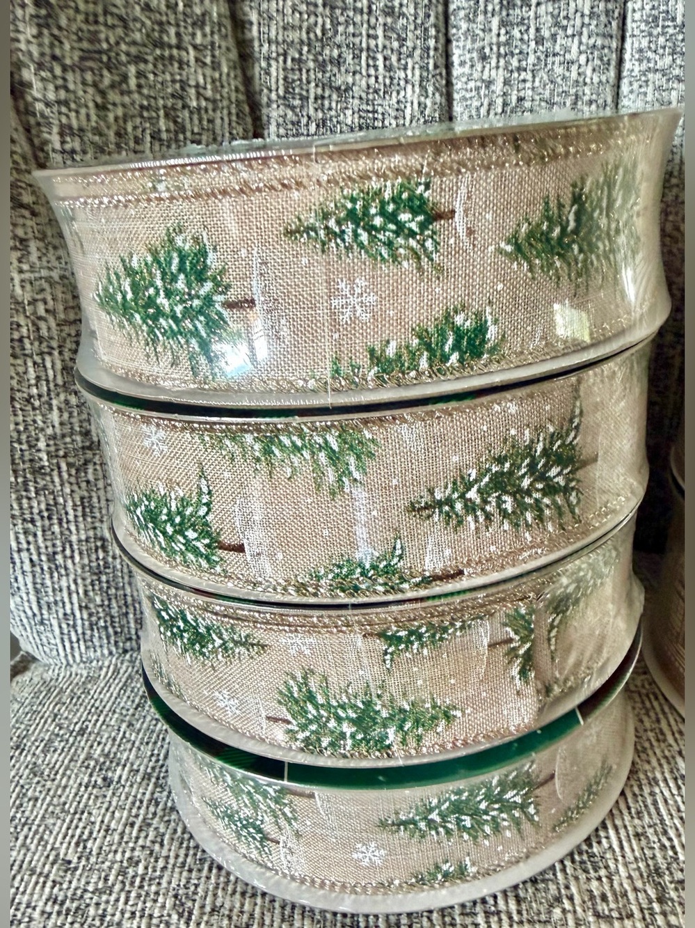 Burlap Christmas Tree Ribbon - Green Holiday Ribbon